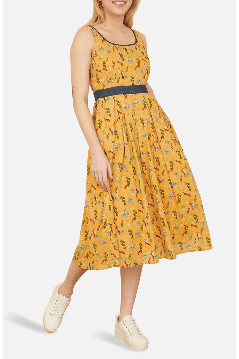 Cinched Waist Skater Dress, Alternate, color, Mustard