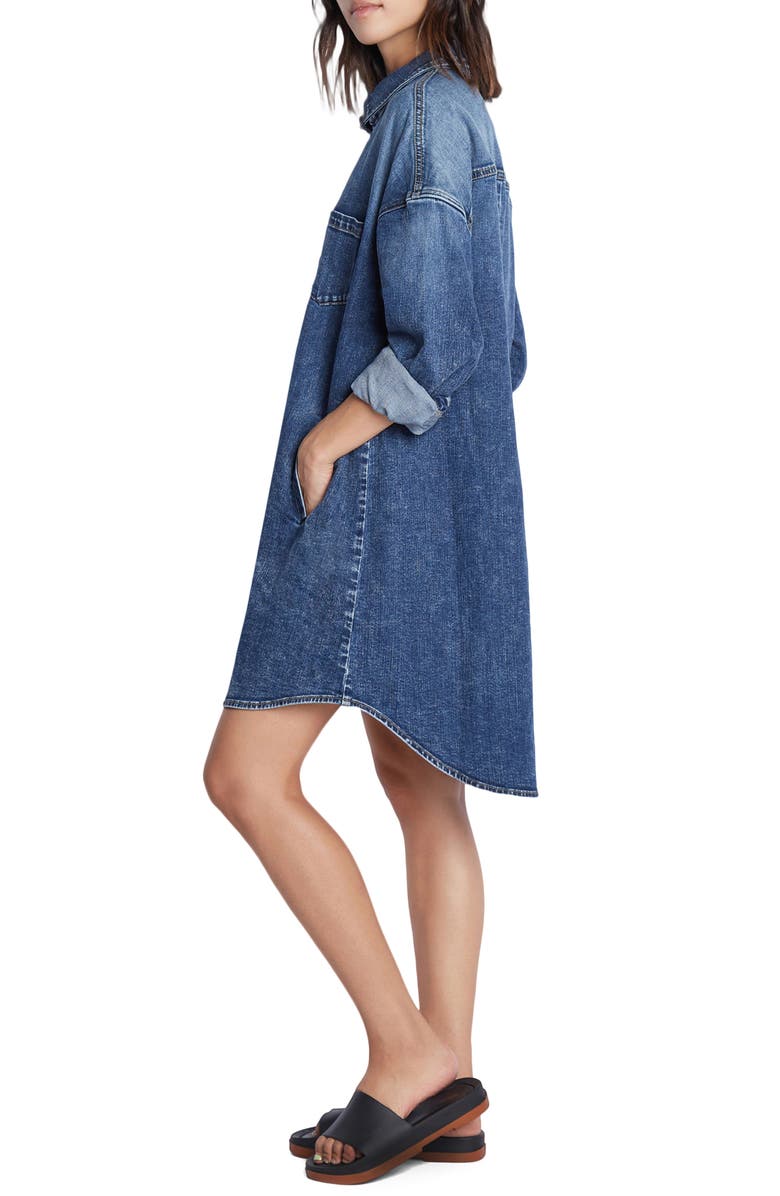 Wash Lab Denim Long Sleeve Denim Shirtdress, Alternate, color, 