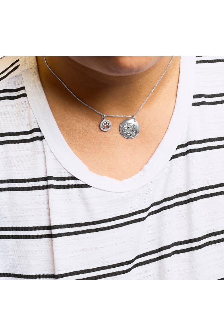 Silver 1/5 Cttw White and Black Diamond Beagle Dog Charm 18" Pendant Necklace, Alternate, color, White