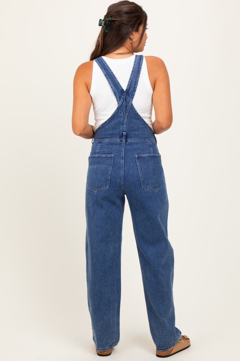 Wash Rolled Cuff Denim Overalls, Alternate, color, Blue