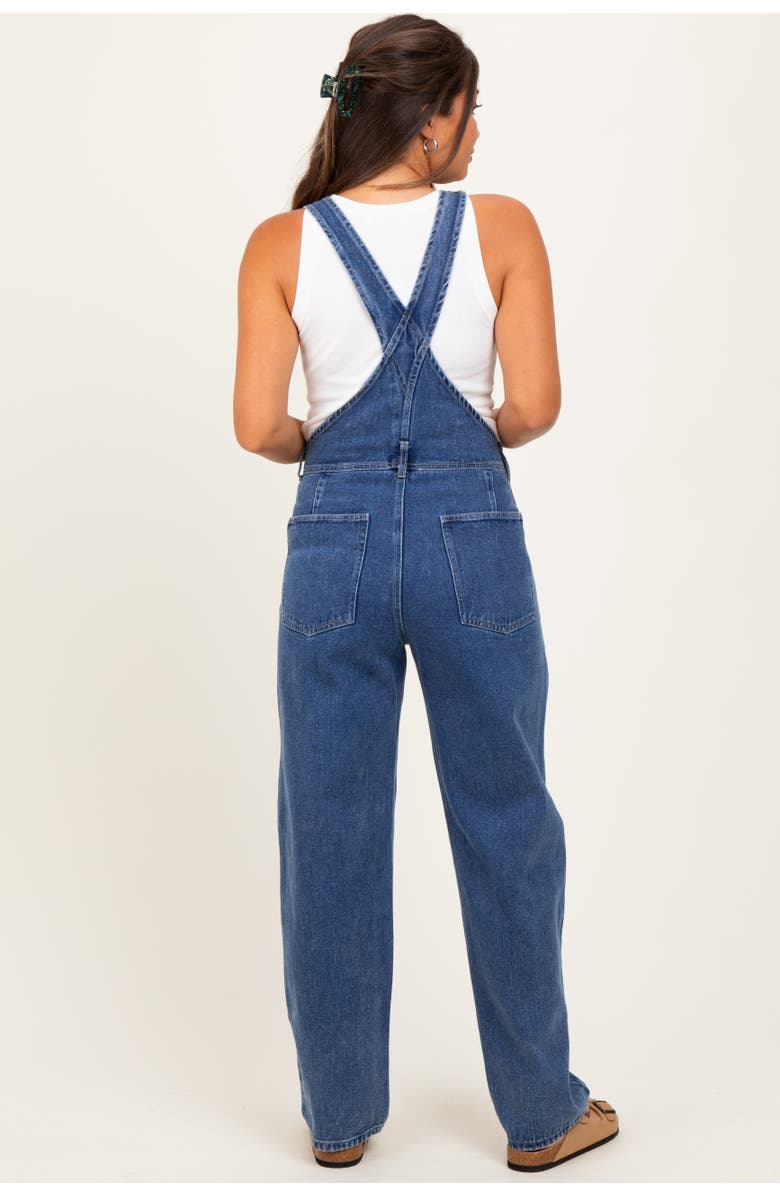 PinkBlush Blue Wash Rolled Cuff Denim Overalls, Alternate, color, Blue