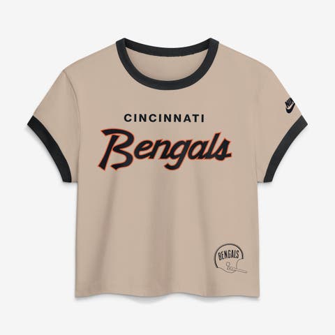 Women's Nike Cream Cincinnati Bengals Rewind Ringer Mod Cropped T-Shirt