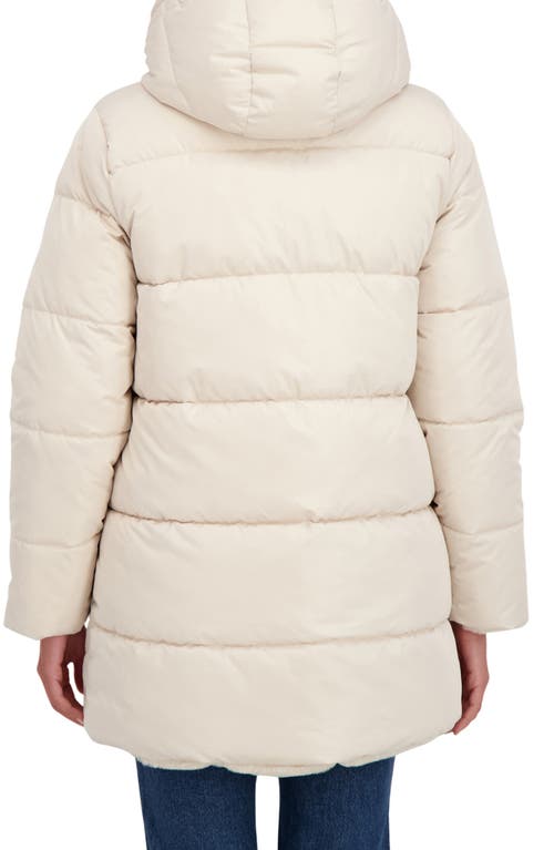 Sebby Faux Fur Reversible Hooded Puffer Jacket In Neutral