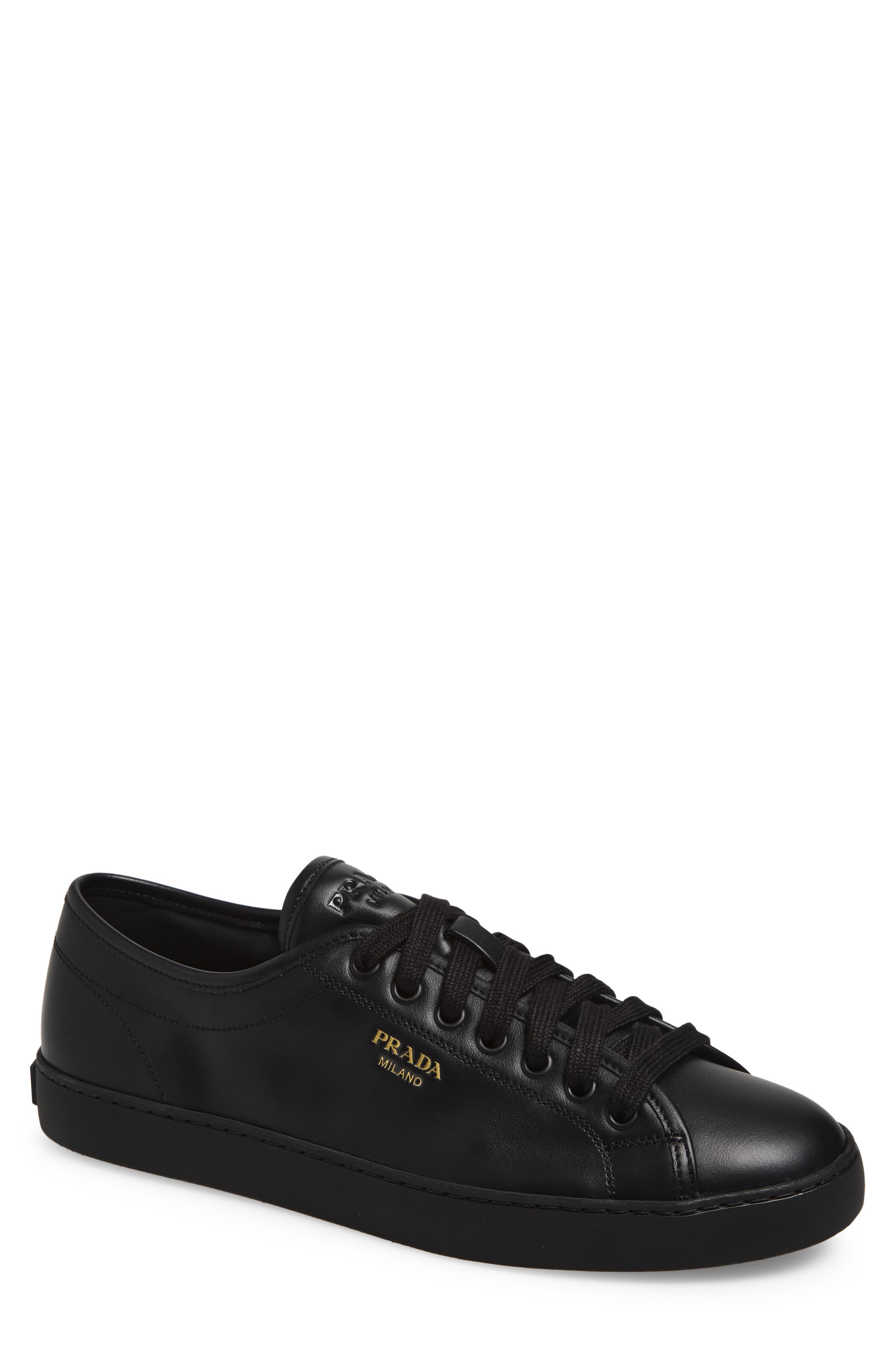 Prada Smooth Sneaker, Main, color, Nero