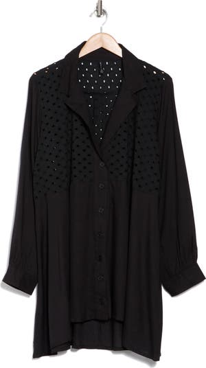 Eyelet Button-Up Shirt