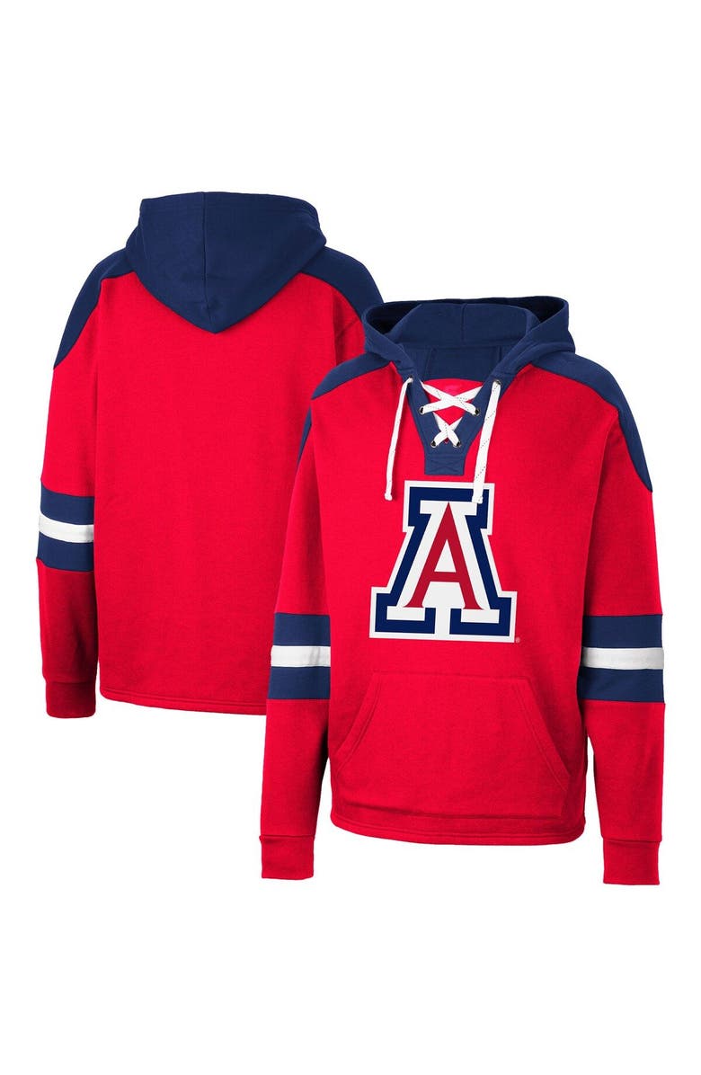 COLOSSEUM Men's Colosseum Red Arizona Wildcats Lace-Up 4.0 Pullover Hoodie, Alternate, color,