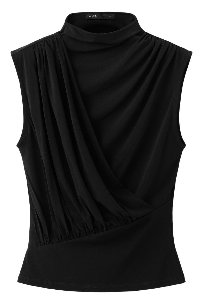 Chiffon Drape Sleeveless Top, Main, color, BLACK