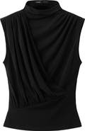 MANGO Chiffon Drape Sleeveless Top