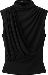 MANGO Chiffon Drape Sleeveless Top