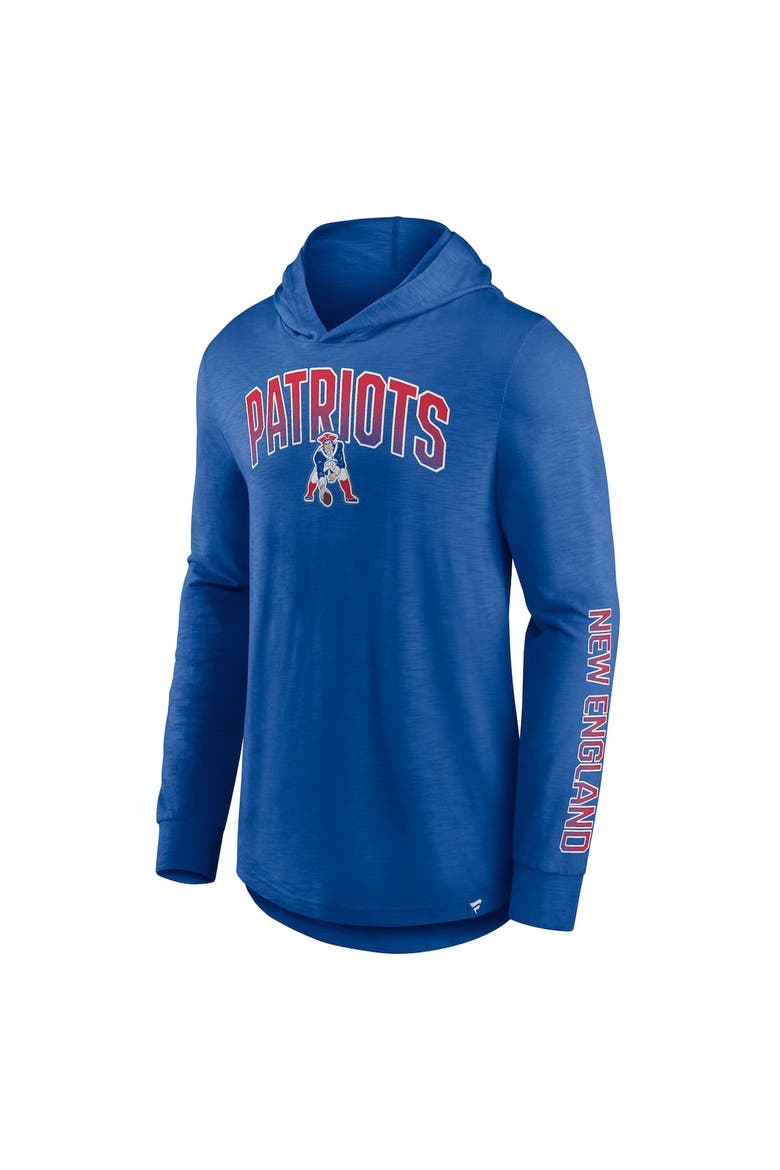 Men's Fanatics Royal New England Patriots Front Runner Long Sleeve Hooded T-Shirt, Alternate, color, Royal