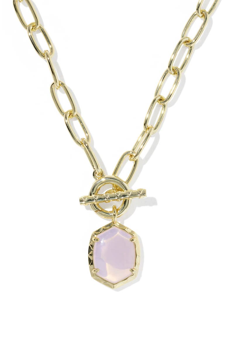 Daphne Toggle Necklace, Main, color, GOLD PINK OPALITE GLASS