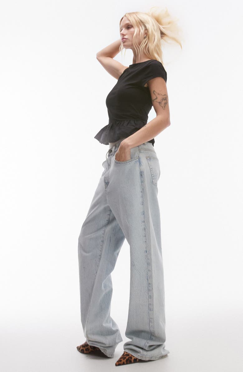 Topshop Bubble Peplum Top, Alternate, color,