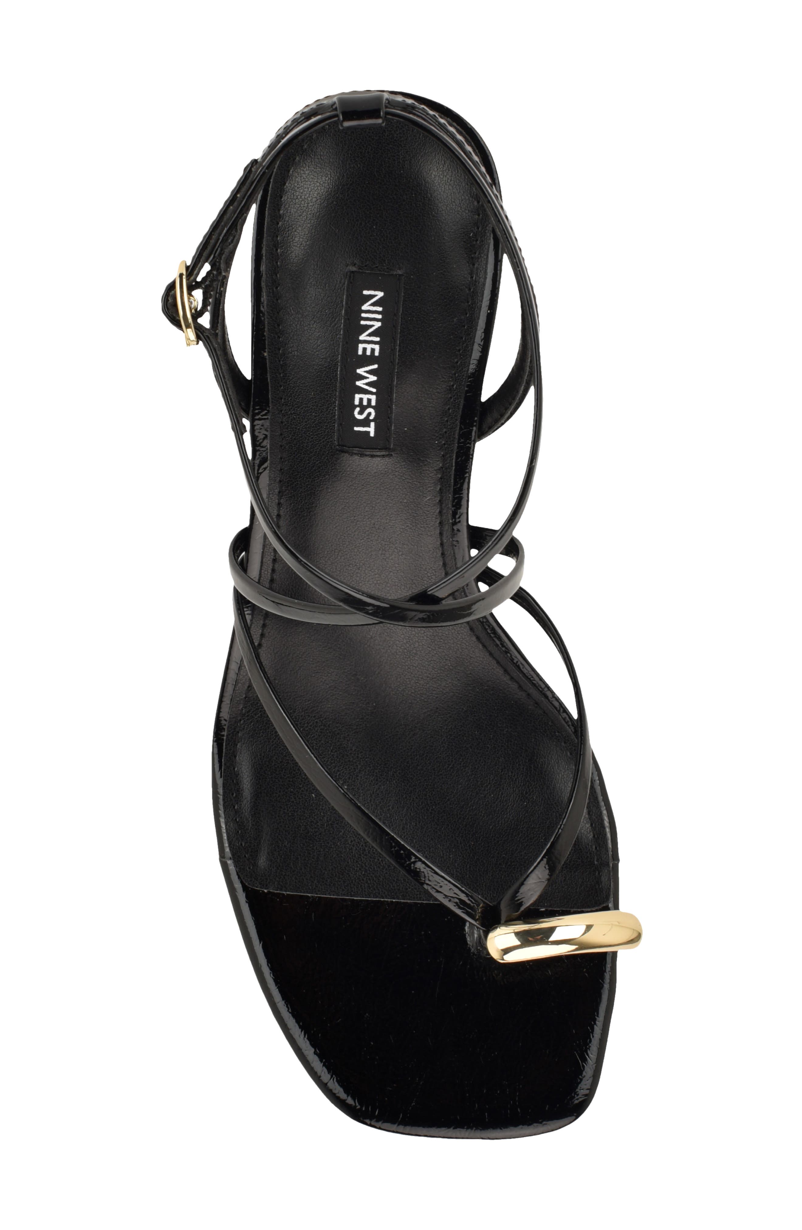 Nine West Mays Ankle Strap Sandal, Alternate, color, Black