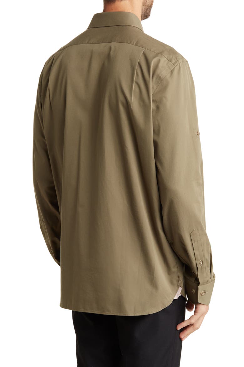 Trim Fit Long Sleeve Cotton Button-Up Shirt, Alternate, color, OLIVE