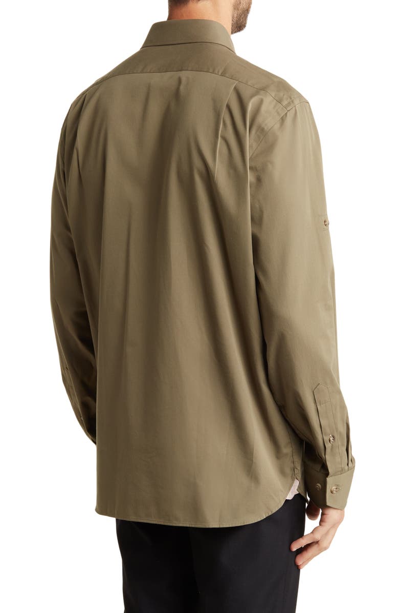 Lorenzo Uomo Trim Fit Long Sleeve Cotton Button-Up Shirt, Alternate, color, Olive