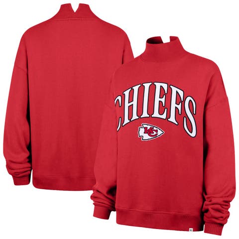 Women's '47 Red Kansas City Chiefs Oversized Vantage Mock Neck Sweatshirt