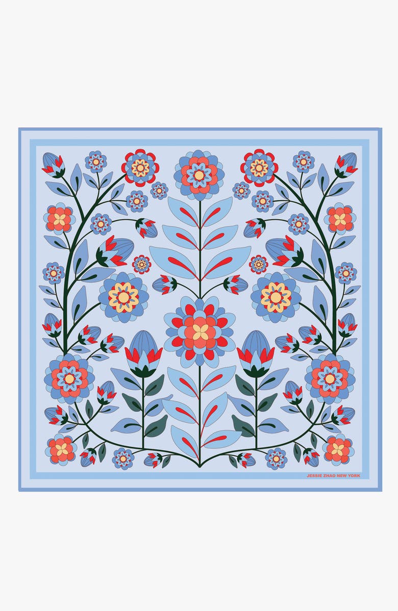 Jessie Zhao New York Double Sided Wool Silk Scarf Of Pink Garden, Alternate, color, Pink