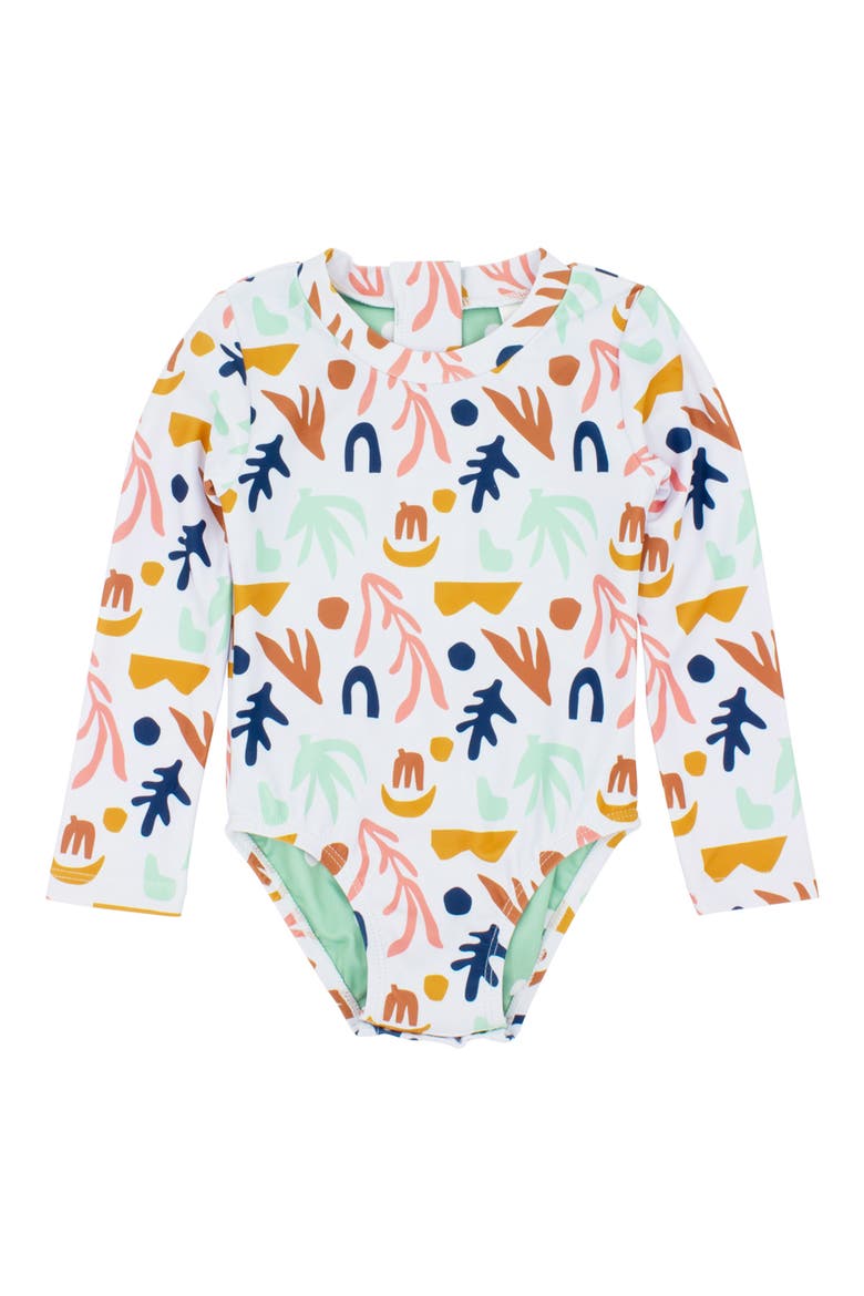 Wave Chaser One-Piece Rashguard Swimsuit, Main, color, WHITE