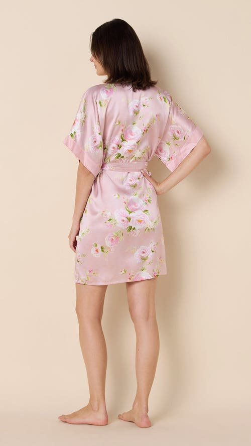 The Cat's Pajamas Silk Kimono Robe In Pink