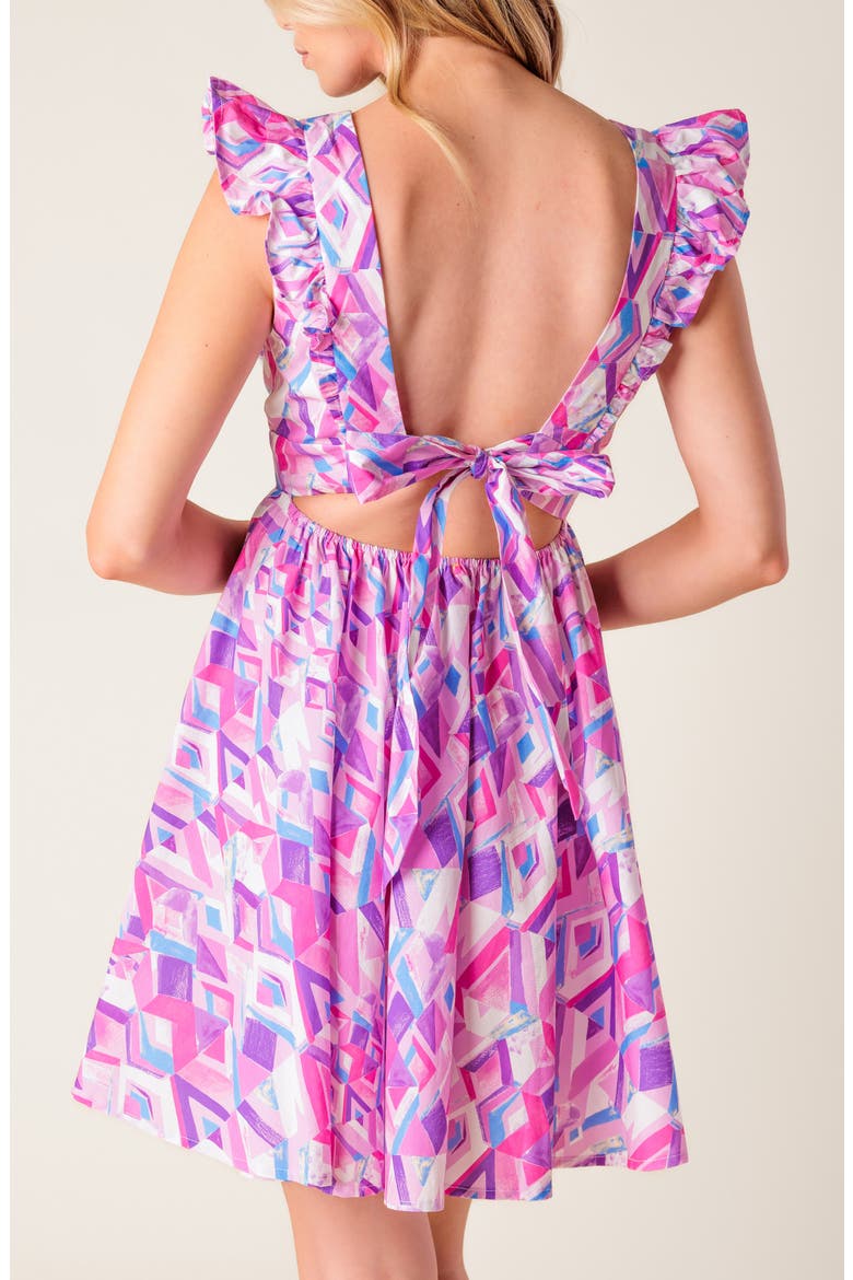 Cap Sleeve Cotton Fit & Flare Dress, Alternate, color, PINK BLUE
