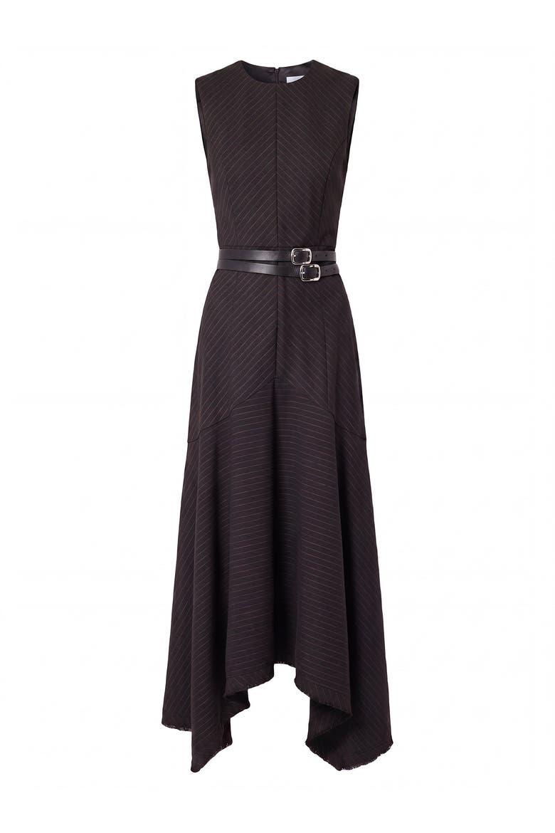 Carla Sleeveless Raw Hem Maxi Dress, Alternate, color, INK PINSTRIPE