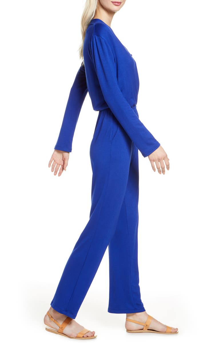 Fraiche by J Long Sleeve Wrap Jumpsuit, Alternate, color,