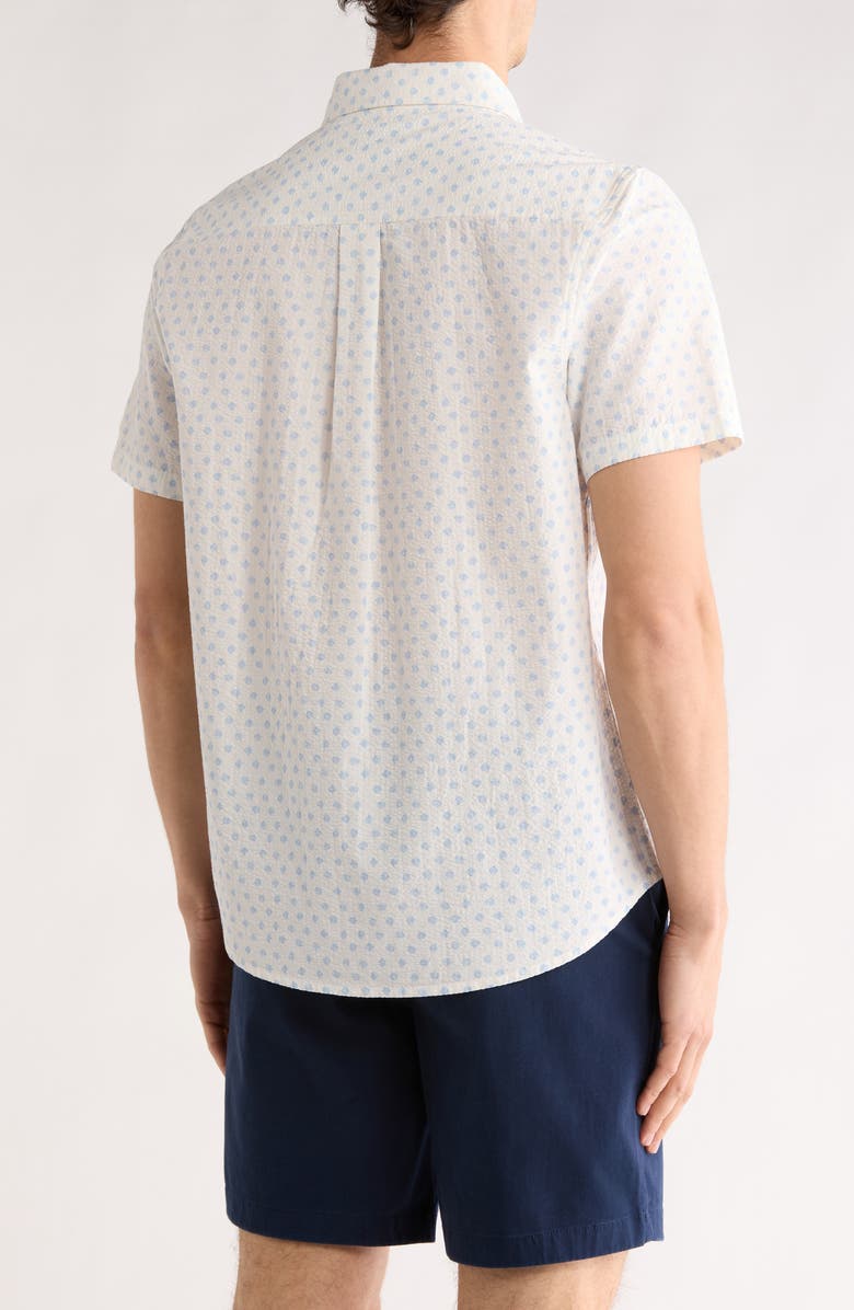 14th & Union Shell Cotton Seersucker Short Sleeve Shirt, Alternate, color, White Shells
