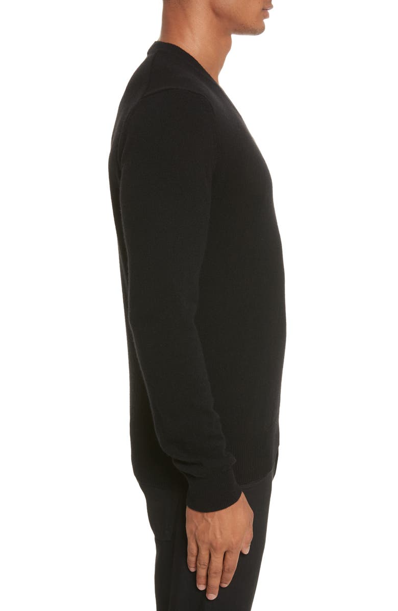 Comme des Garçons PLAY White Heart Wool V-Neck Sweater, Alternate, color,