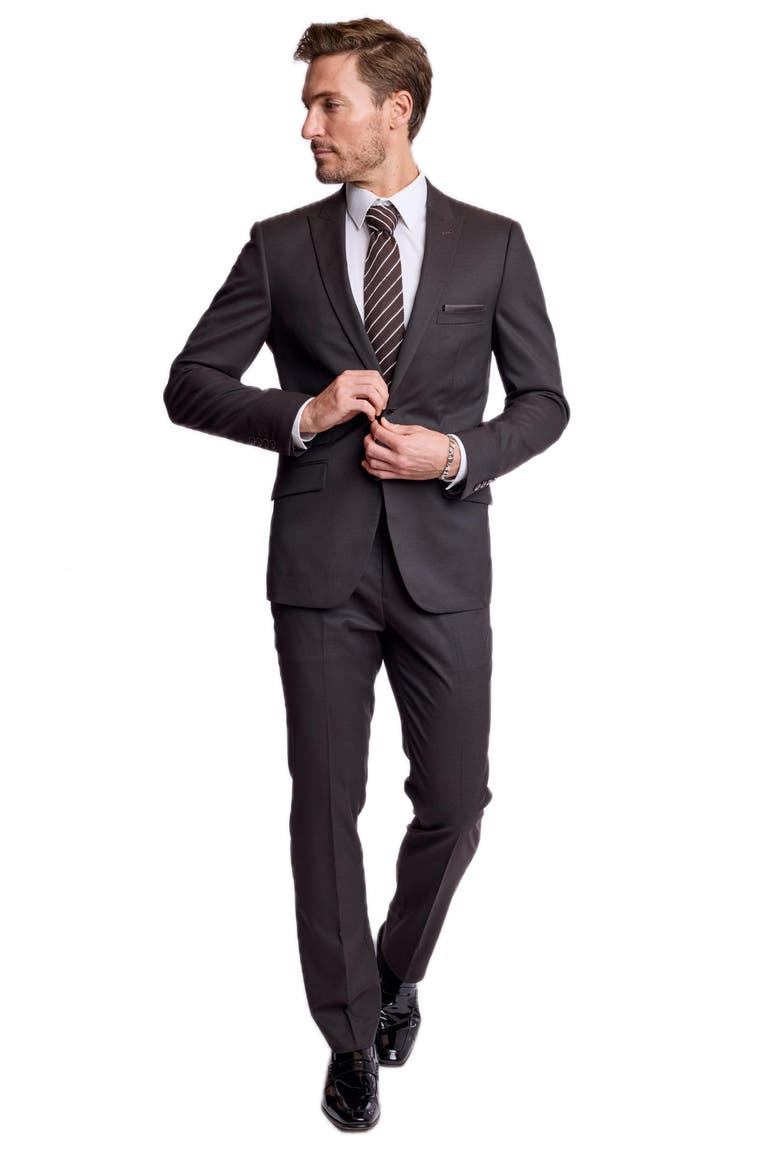 Ashton Slim Fit Peak Lapel Suit Jacket, Alternate, color, DARK CHOCOLATE