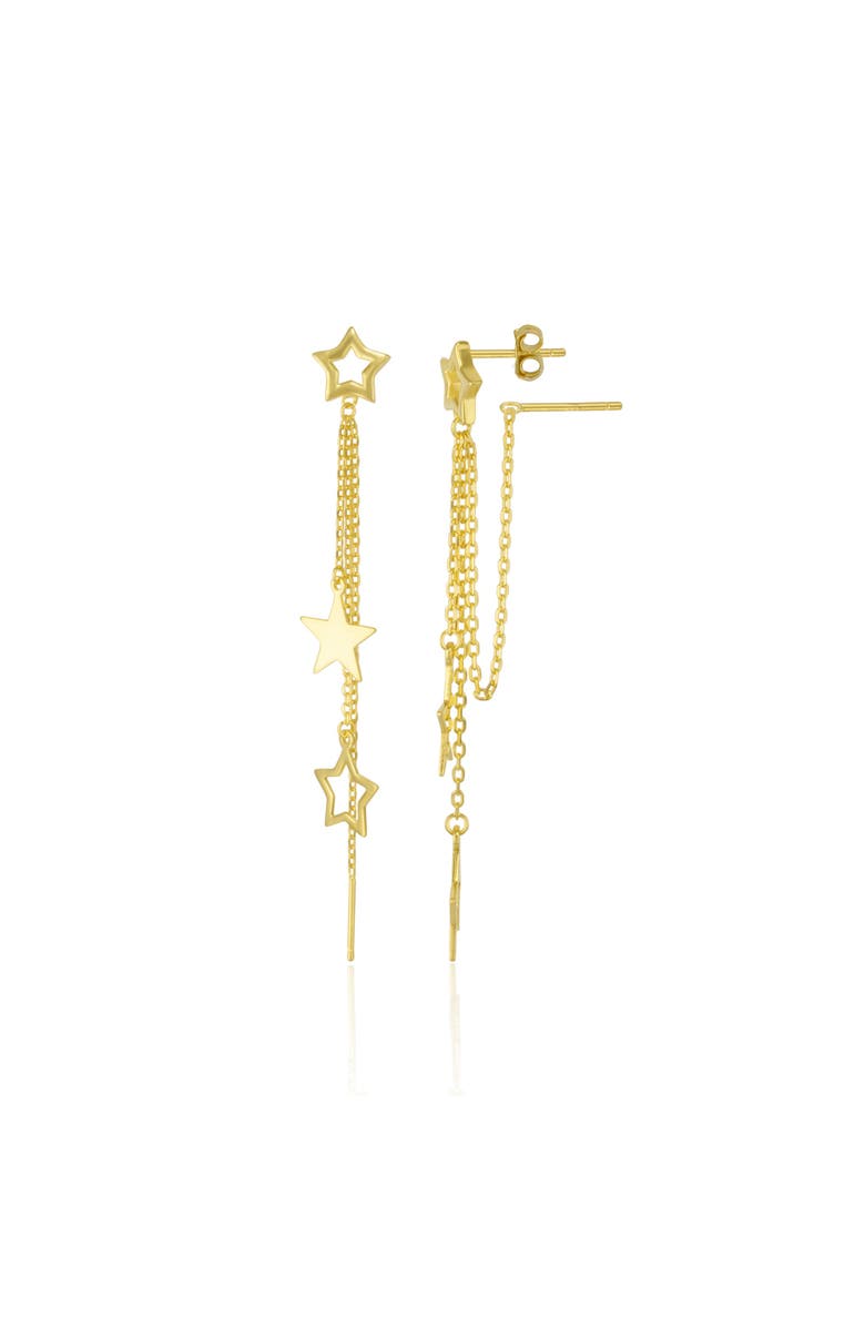 Spero London Chain and Stars Sterling Silver Drop Earring, Main, color, Gold