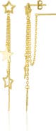 Spero London Chain and Stars Sterling Silver Drop Earring