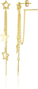 Spero London Chain and Stars Sterling Silver Drop Earring