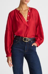 Madewell Shirred Balloon Sleeve Button-Up Top