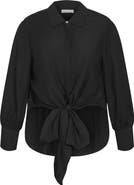 City Chic Rosabella Tie Hem Button-Up Shirt