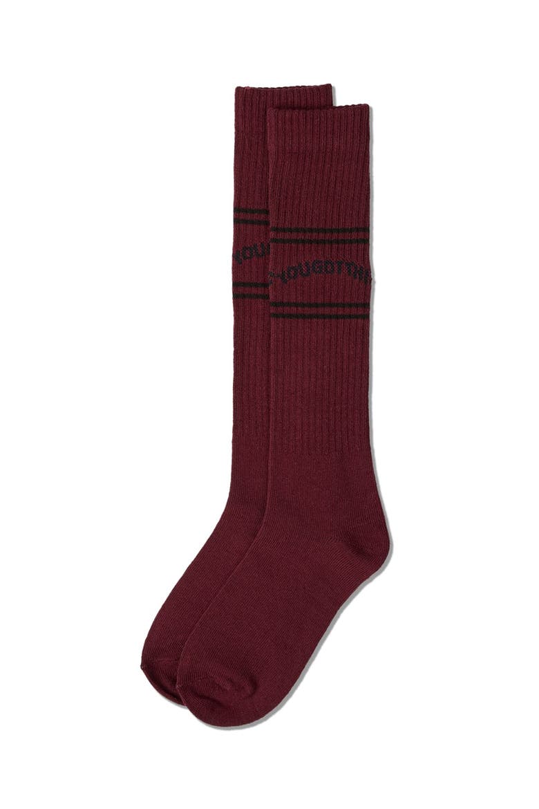 You Got This Ribbed  Varsity-Stripe Knee High Sock, Alternate, color, Burgundy