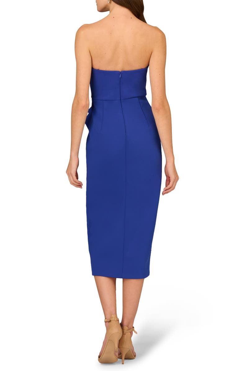 Aidan Mattox by Adrianna Papell Bead Detail Strapless Bonded Crepe Midi Dress, Alternate, color, 