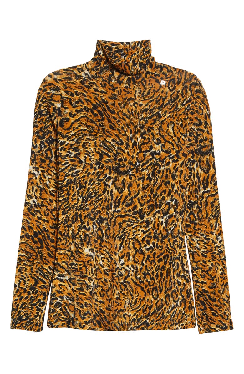 Rabanne Leopard Print Mock Neck Top, Alternate, color,