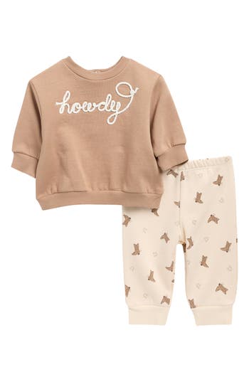 Focus Wild West Graphic Sweatshirt & Leggings Set In Neutral