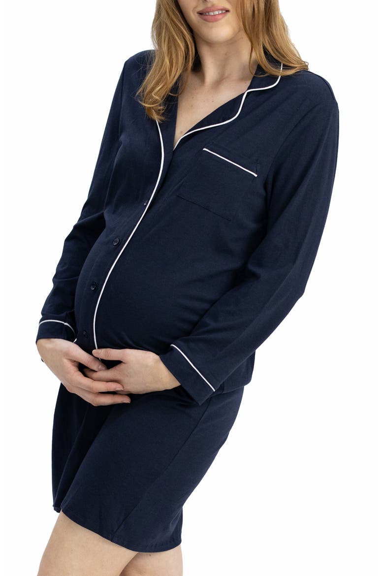 Maternity/Nursing Nightshirt, Alternate, color, NAVY