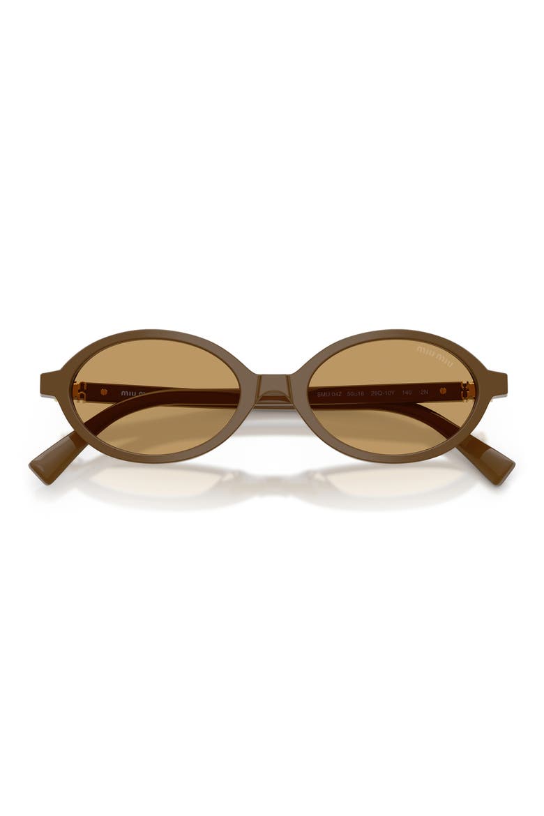 50mm Oval Sunglasses, Alternate, color, GREEN / BROWN