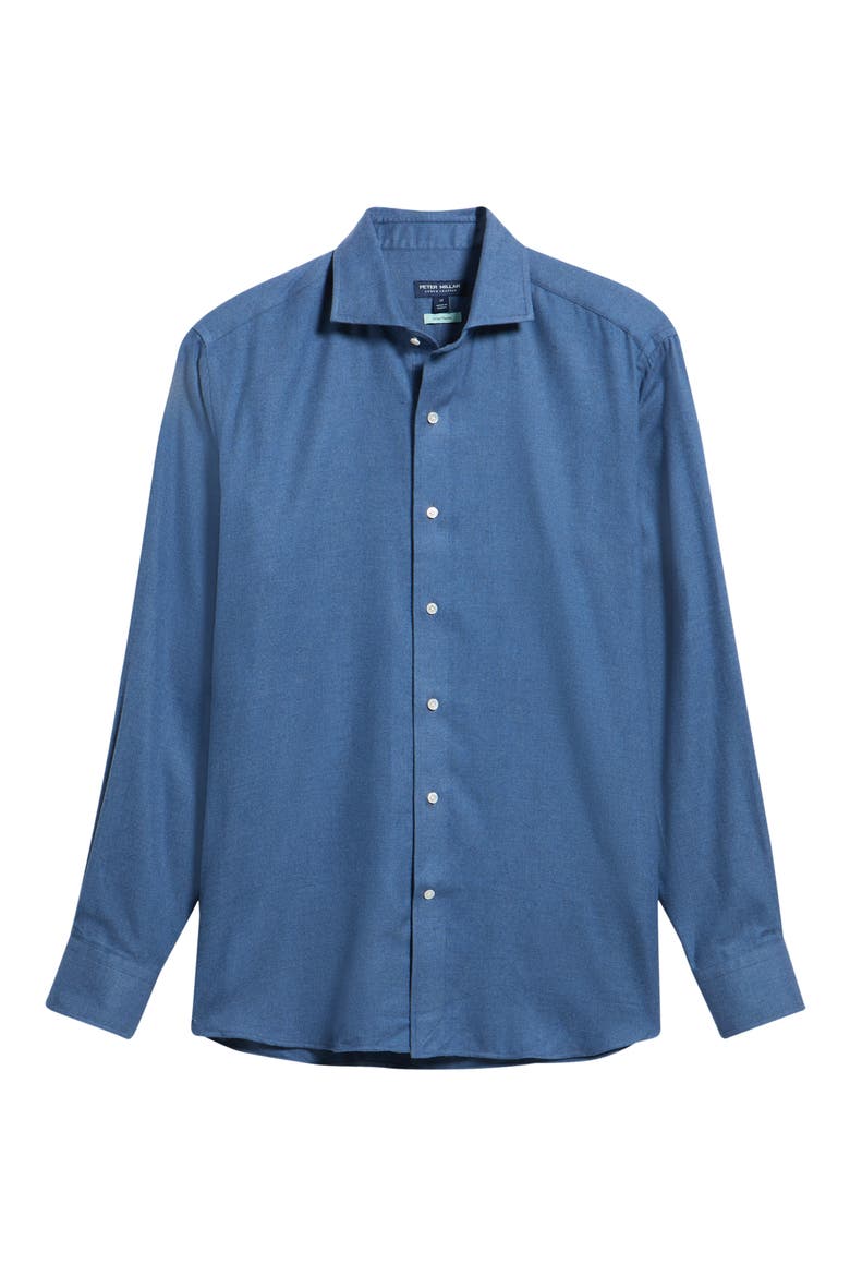 Crown Crafted Flannel Button-Up Shirt, Main, color, CADET