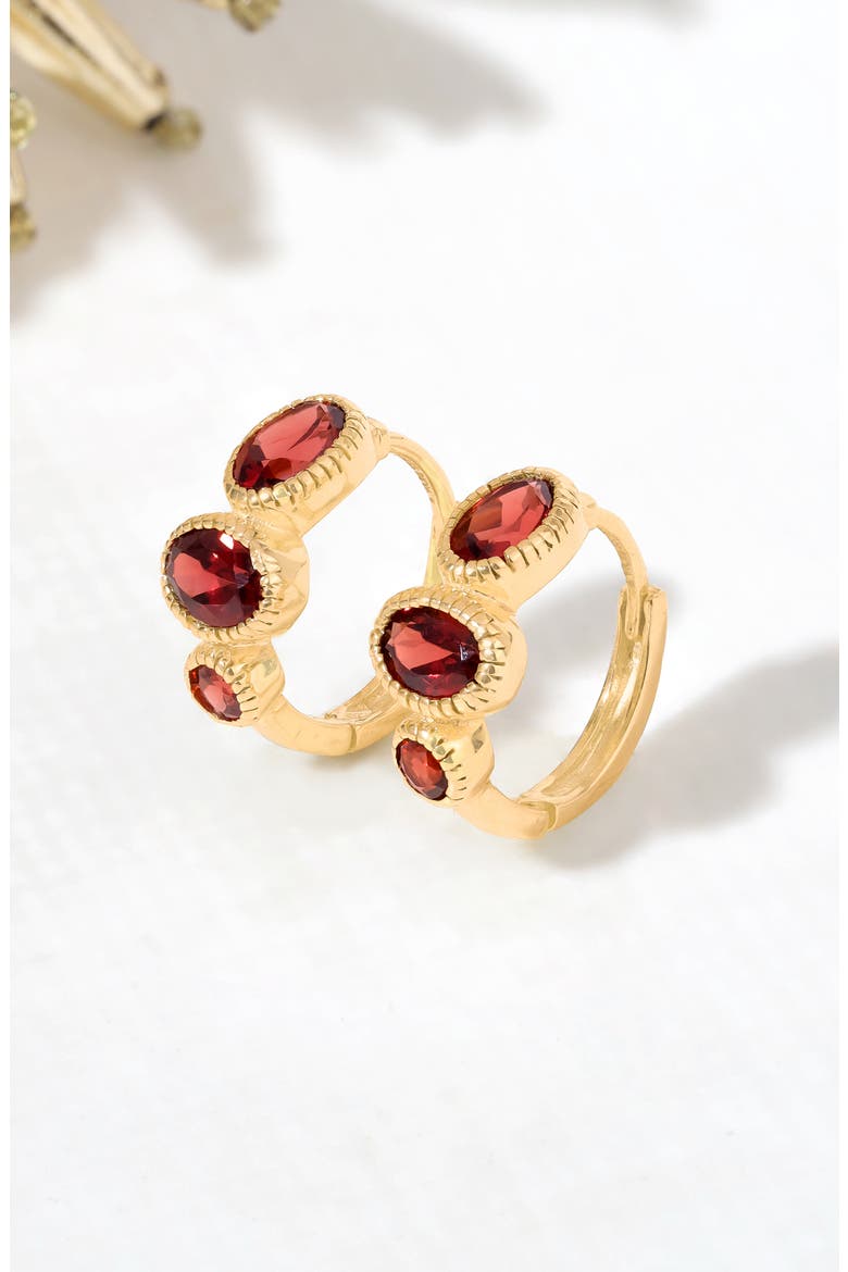 Gemstone Huggie Hoop Earrings, Alternate, color, RED