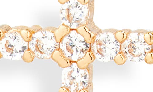 Leith Pavé Cubic Zirconia Cross Drop Huggie Hoop Earrings In Gold