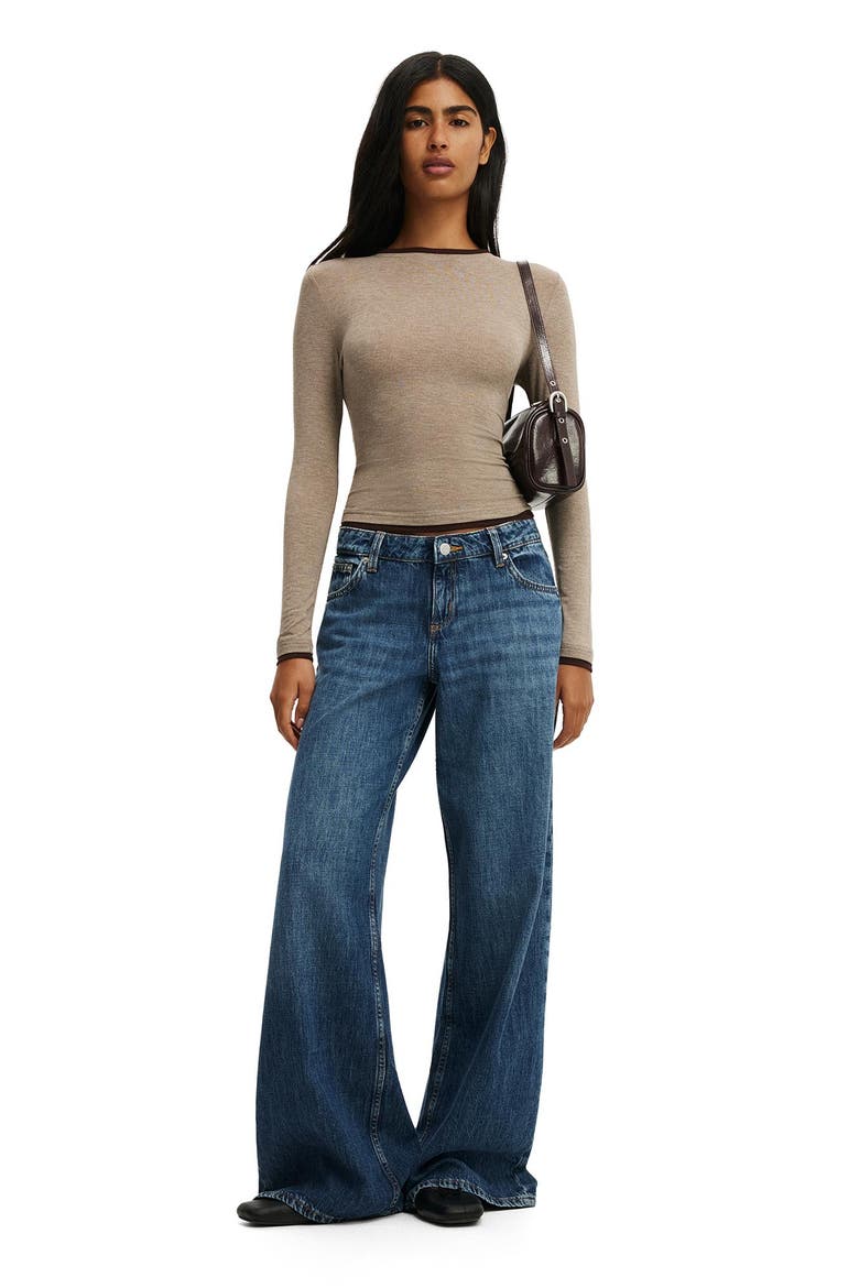 Women's Double Layer Long Sleeve, Alternate, color, Acorn Marle Dark Oak