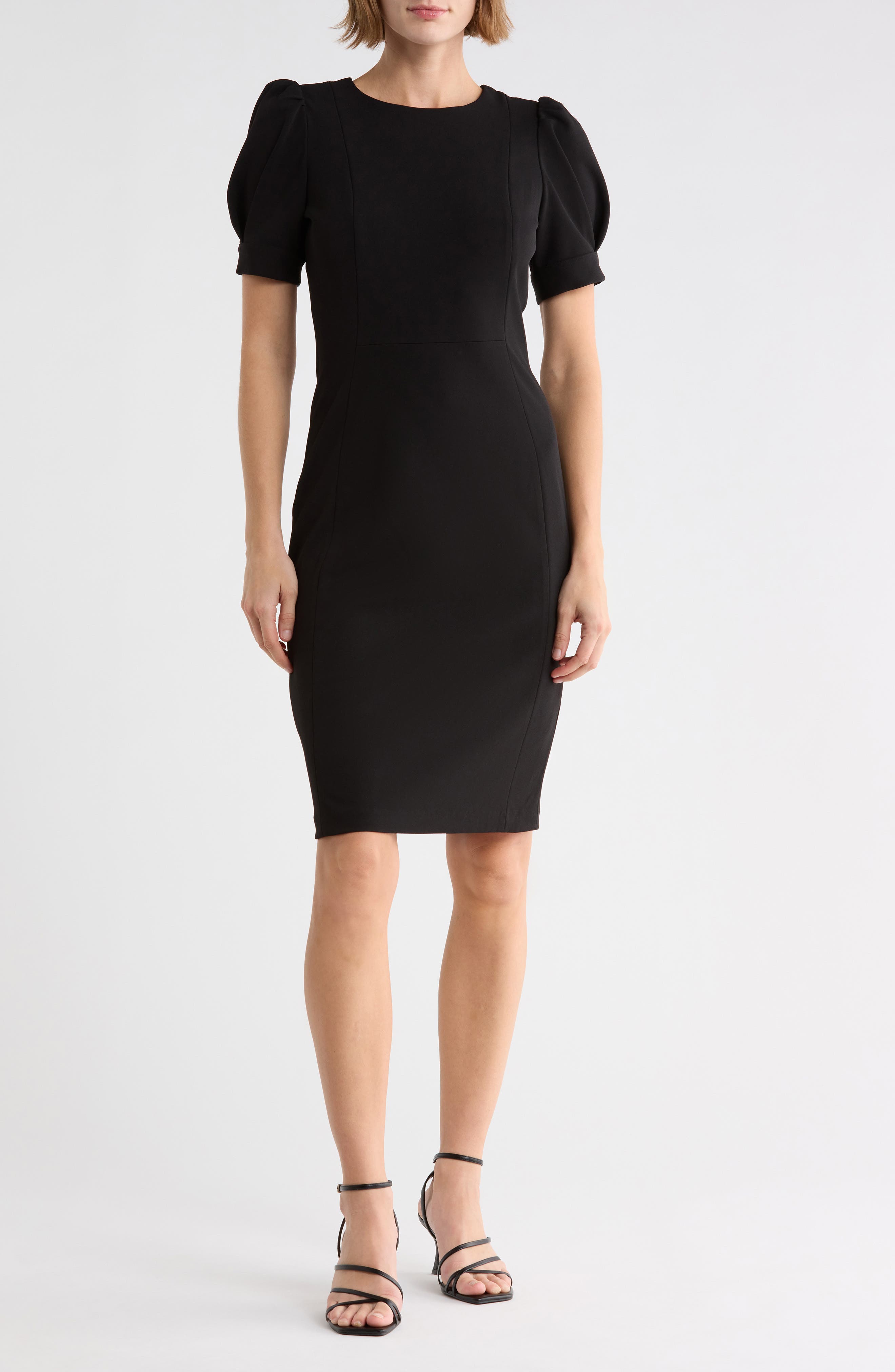 Puff Short Sleeve Sheath Dress