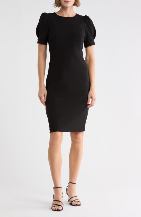 Puff Short Sleeve Sheath Dress