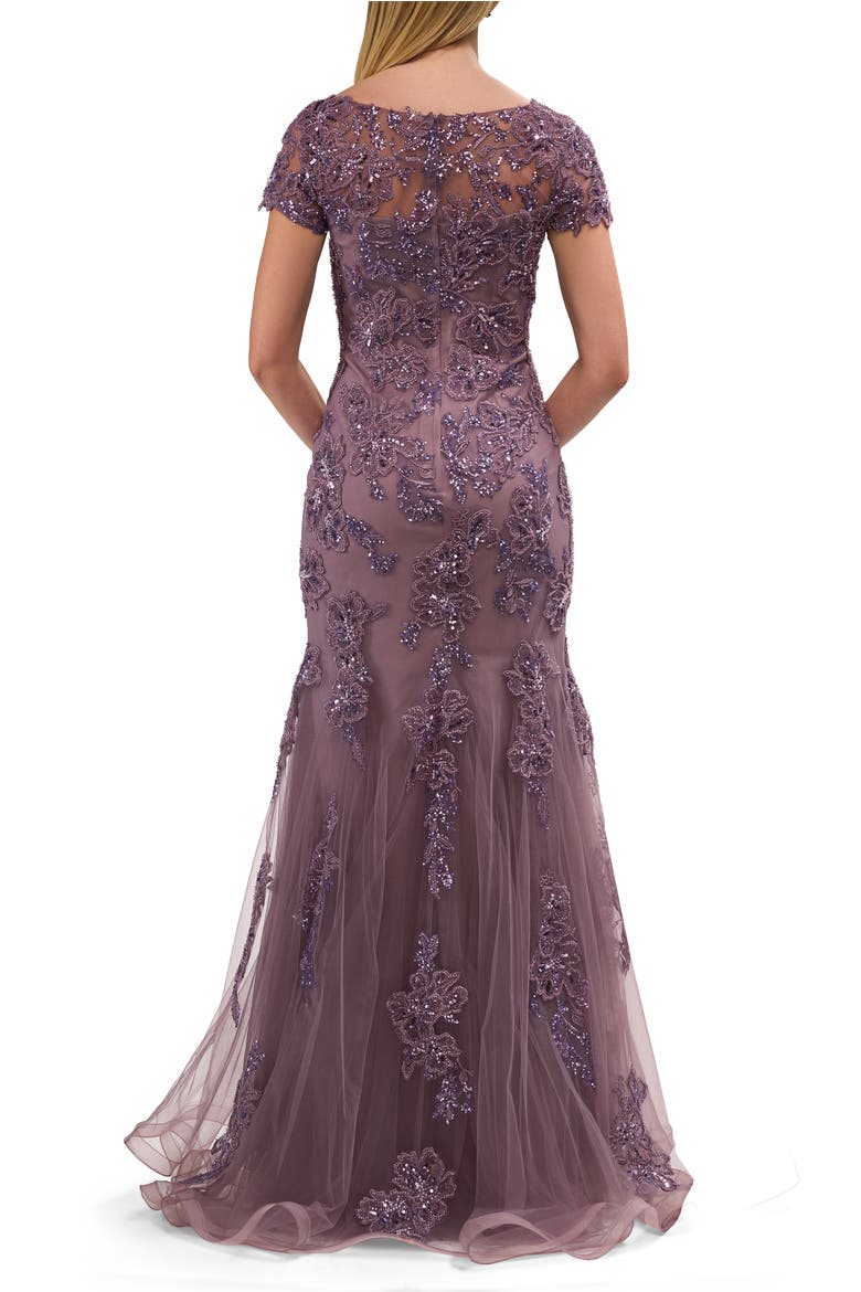 Trumpet Mother of the Bride Dress with Beaded Lace Applique, Alternate, color, Orchid