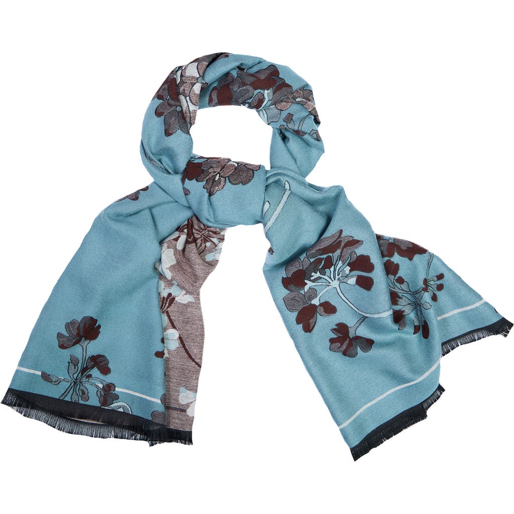Saachi Botanical Reversible Print Scarf In Blue