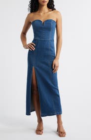 FREEMARKET Strapless Denim Maxi Dress