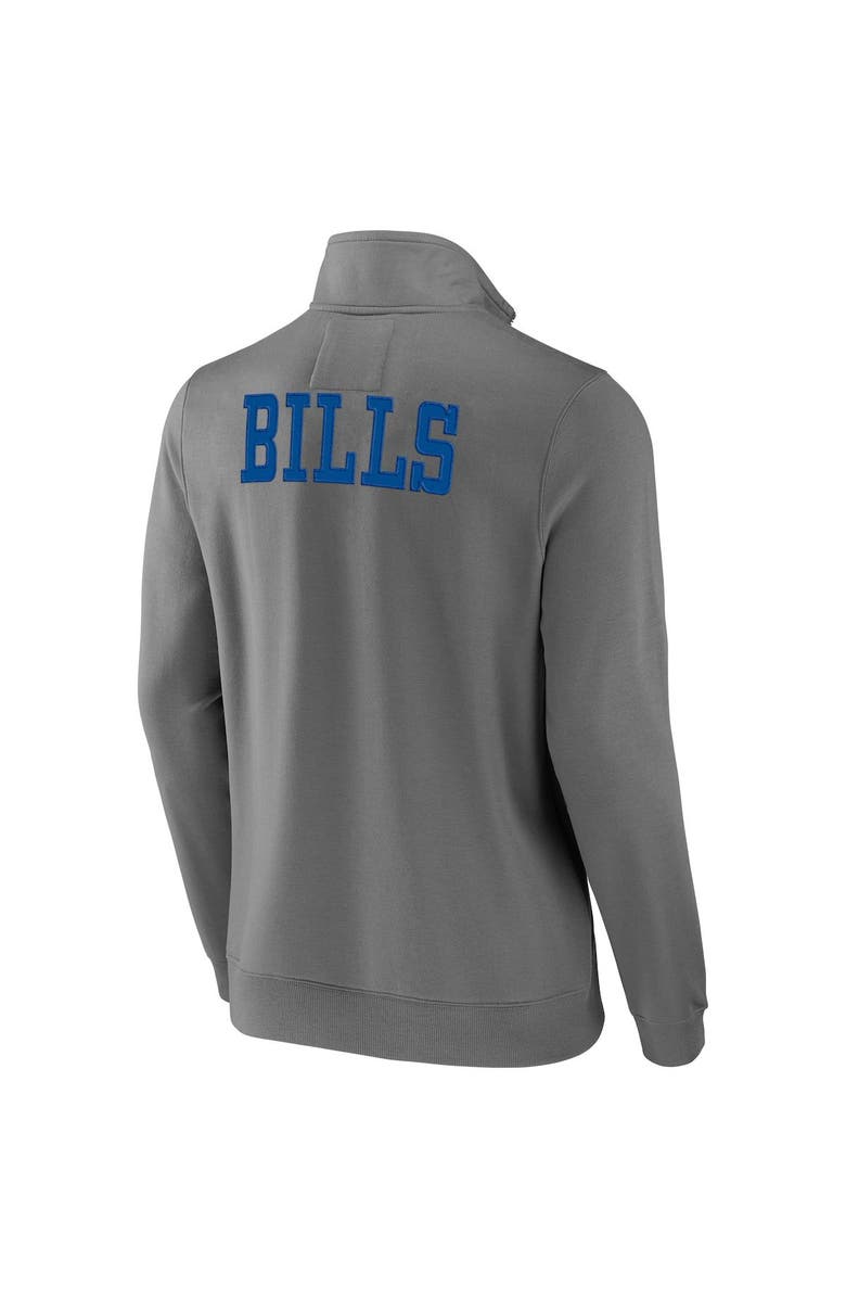 NFL X DARIUS RUCKER Men's NFL x Darius Rucker Collection by Fanatics Gray Buffalo Bills Tri-Blend Quarter-Zip Sweatshirt, Alternate, color,